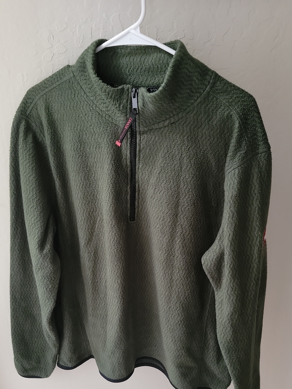 Unisex Olive Green Quarter-Zip Fleece Sweater